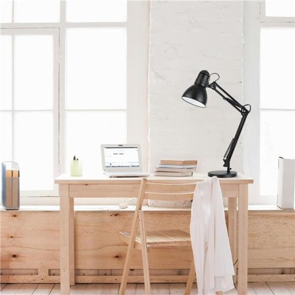 28" Heavy Base Top Moving Spring Balanced Swing Arm Desk  Lamp, Black, On/Off - Picture 2 of 8